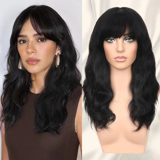 Triss Hair 16 Inches Human Hair Wig with Bangs Natural Wave