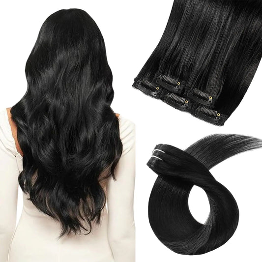 Triss Hair Human Hair 22inch Hair Extensions Silky Jet Black