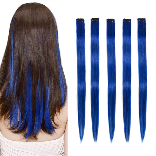 Triss Hair 5 Pcs blue hair extensions 18 Inches Colored