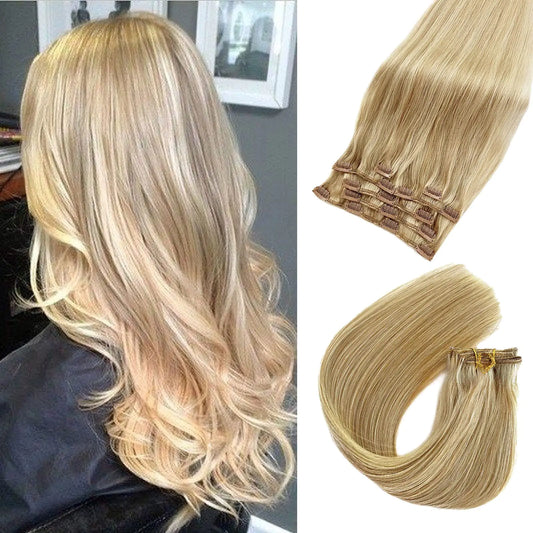 Triss Hair Blonde Clip in Hair Extensions  12 Inch 70g 7pcs